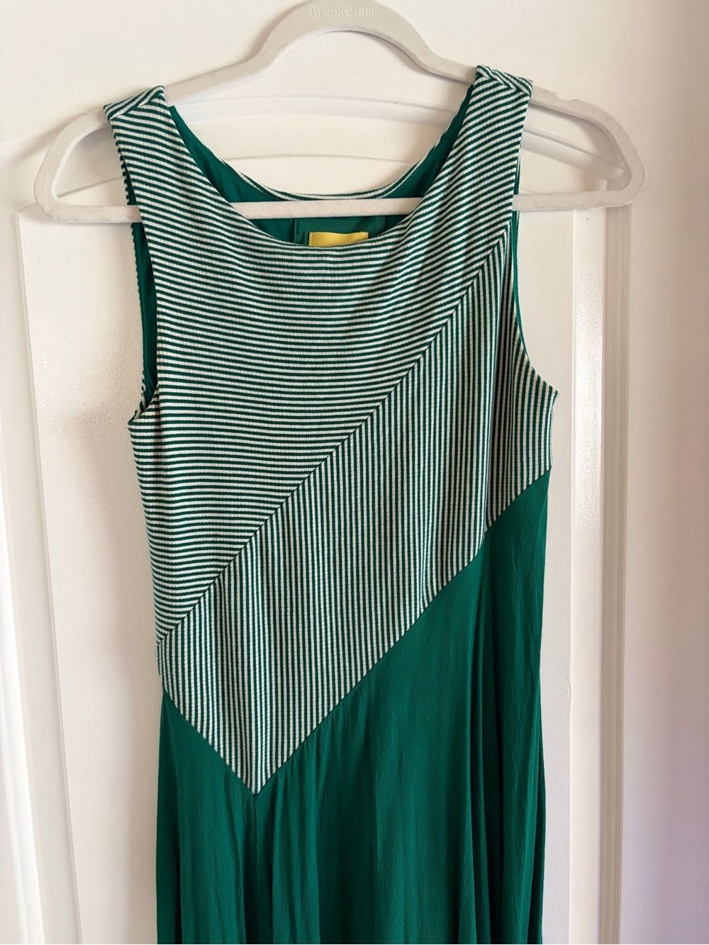Maeve Green Striped Panel Midi Dress - Picture 2 of 8